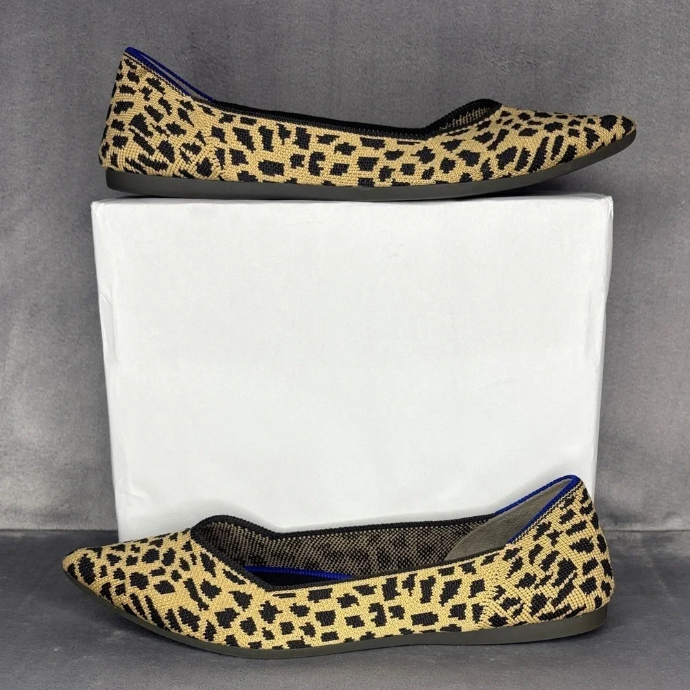 Rothy’s Leopard Print Pointed Flats Brown Black Knit Size 8
